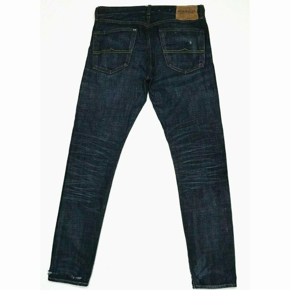 Ralph Lauren 33 Slim Dark Wash Distressed Denim - Picture 3 of 8